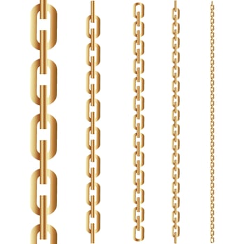 gold chains of different thicknesses. illustration vector