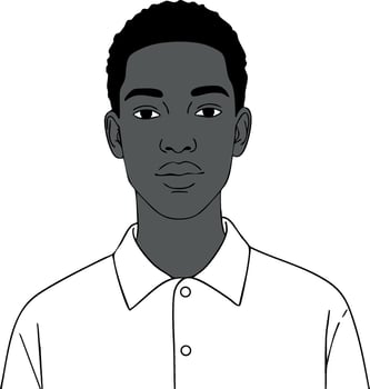 Portrait of young man with dark skin and short hair wearing white shirt illustration vector
