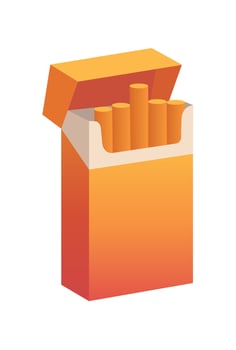 Orange gradient cigarette pack graphic vector