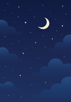 Night sky with moon and stars vector