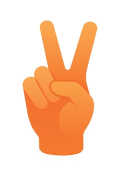Orange V handpeace symbol vector