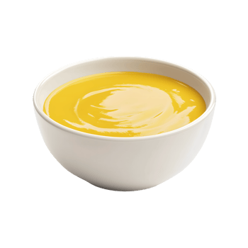 Bowl of yellow soup isolated on transparent background png
