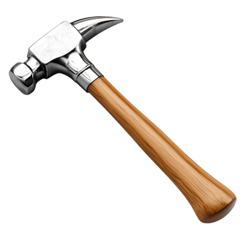 Claw hammer with wooden handle isolated on transparent background png