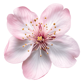 Pink cherry blossom flower isolated on transparent background png