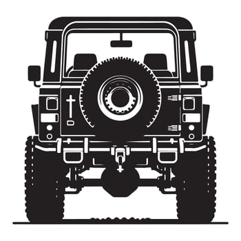 Powerful Off Road Vehicle Rear View Driving Adventure Silhouette vector