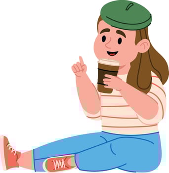 Young Woman Relaxing with Coffee vector