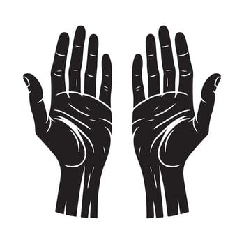 Open Human Hands with Palms Upward Black Silhouette Gesture vector