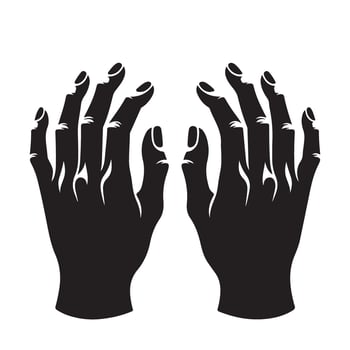 Detailed Pair of Human Hands Reaching Grasping Gesture Silhouette vector