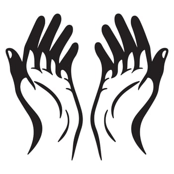 Pair of Open Welcoming Human Hands Gesture Offering Receiving Symbol vector