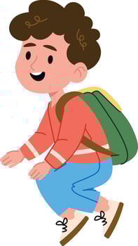 Smiling Boy with Backpack Illustration vector