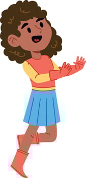 Smiling Girl in Casual Outfit Flat Illustration Icon vector