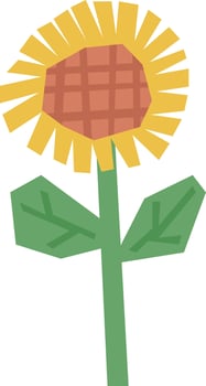 Sunflower with Leaves Paper Cutout vector