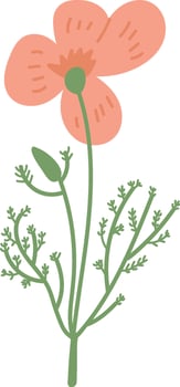 Delicate Flower Line Drawing vector
