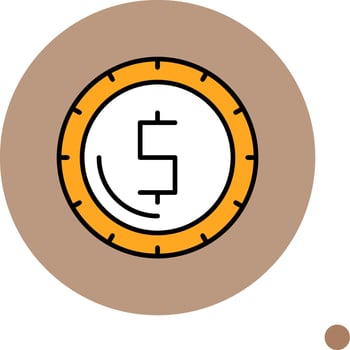 Dollar sign Minimal filled Circle Icon vector