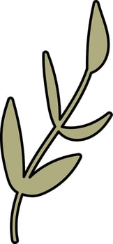 Simple Leaf Branch Drawing Flat Illustration vector