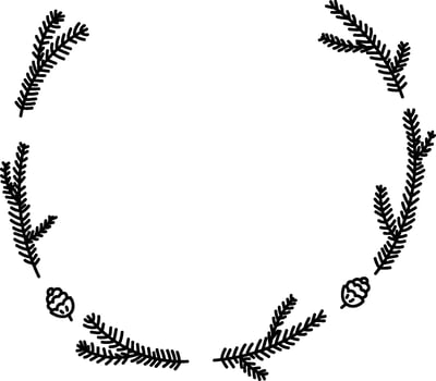 Pine Branches Circular Frame vector
