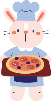 Chef Bunny Holding Pizza vector