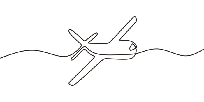 Airplane Continuous Line Drawing for Logistics and Exploration vector