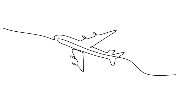 Jet One Line Drawing for Travel Freedom and Adventure Blogs vector