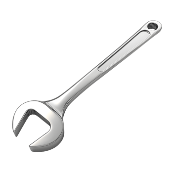 Metal open end wrench isolated on white background png