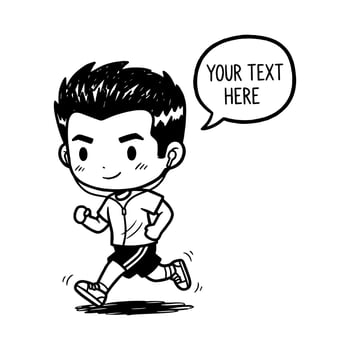 Cartoon Man Running and Listening to Music with Earphones Sketch vector
