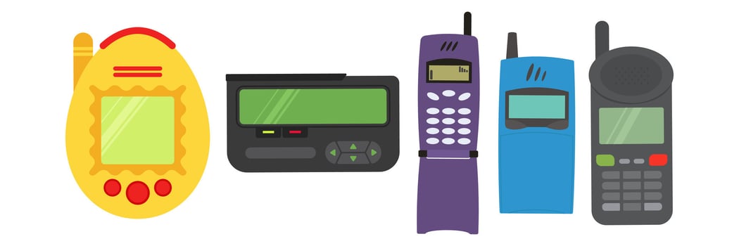 Collection of vintage communication devices vector