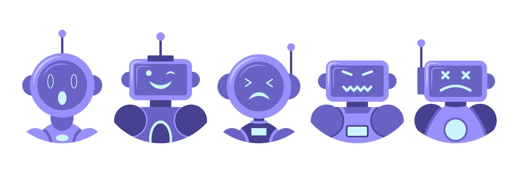 Illustration of five colorful robots vector