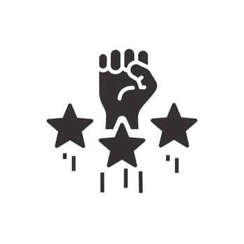fist with stars icon, high motivation concept, self confidence or determination, flat symbol - illustration vector