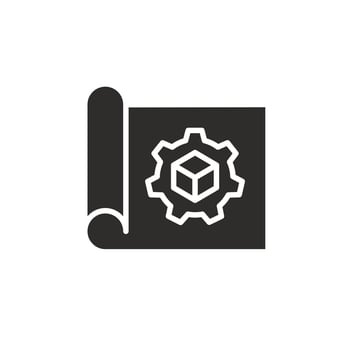 development construction process icon, infrastructure plan, construction management project, flat symbol - illustration vector