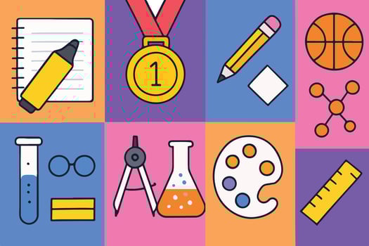 school supplies icons set illustration vector