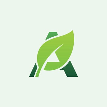 A logo with green leaves on it vector