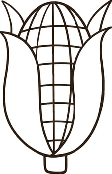 A black blank line drawing of a single ear of corn. vector