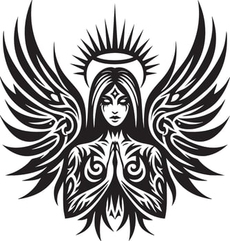 Tribal Praying Angel Tattoo Design vector