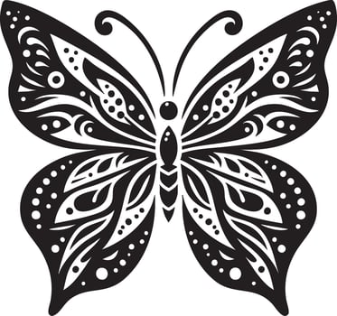 Stylized Black and White Butterfly Graphic vector