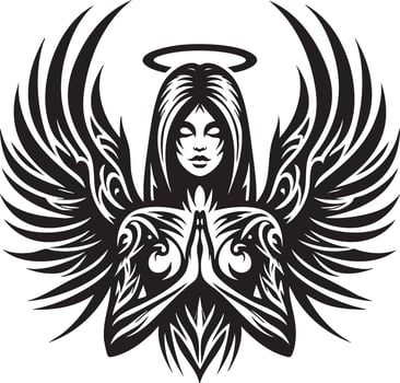 Spiritual Guardian Angel with Wings Illustration vector