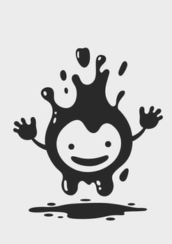 Liquid ink drop. Cartoon character. Cute smiling monster. vector