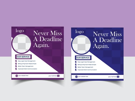 Law firm advertisement, law firm social media post lawyer social media poster. vector