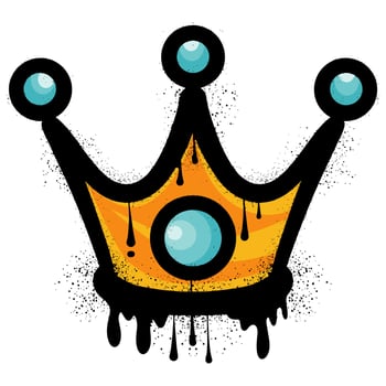 Crown graffiti with colorful spray paint vector