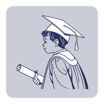 Young Graduate Holding Diploma in Graduation Attire. vector