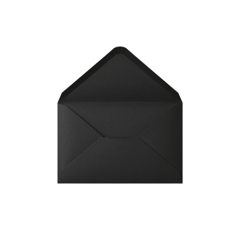 Elegant open black envelope floating on a transparent plane offering a sophisticated presentation png