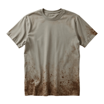 Distressed and stained t-shirt isolated for design mockups with a unique textured and faded png
