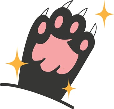 Cute Cartoon Cat Paw with Sparkling Stars vector