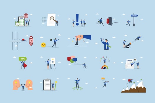 Business success concept icons collection vector