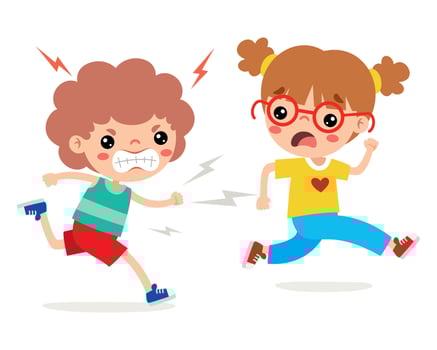 Angry Kid Chasing Friend vector