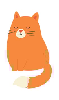 Sleeping Cat with Heart Nose vector