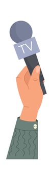 Hand Holding TV Microphone vector