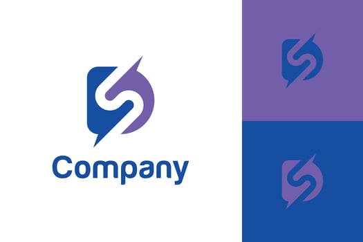 Creative logo featuring abstract D bold letter inside Letter S for technology, energy, digital services, startup, software, or fintech brands vector