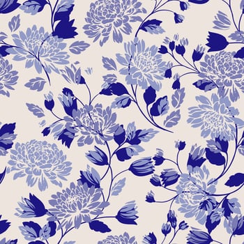 Blue floral design pattern vector