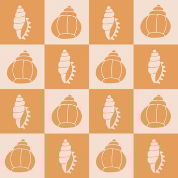 Seashells Chessboard Seamless Pattern vector