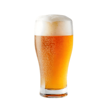 Cold glass of beer with foam isolated on black background png